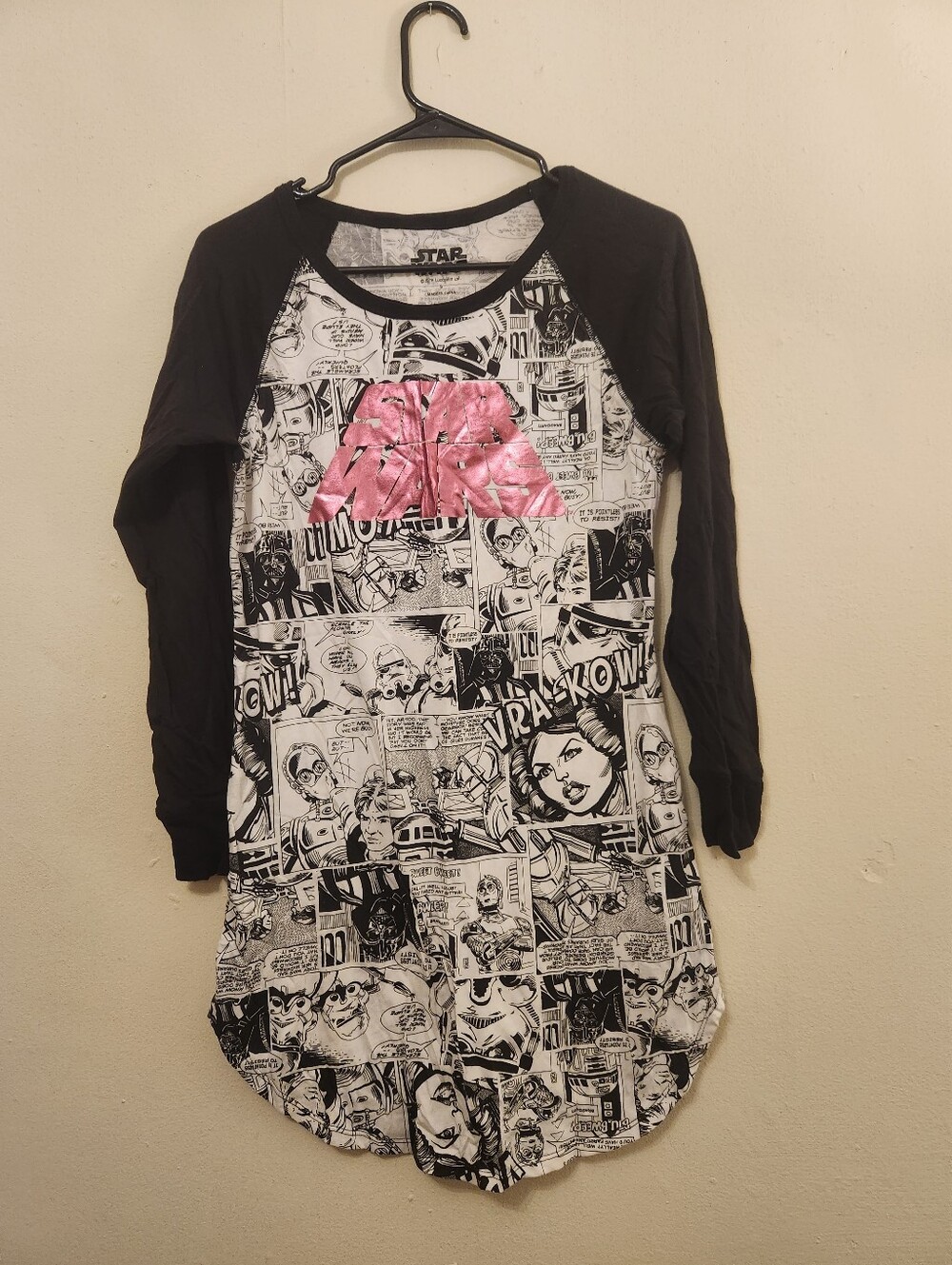 Star Wars Cartoon Lucas Films 3/4 Length Sleeve Long T-shirt Size S